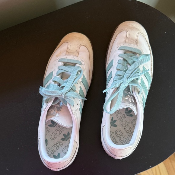 adidas Samba Sneakers in White and Mint Green - Picture 2 of 4